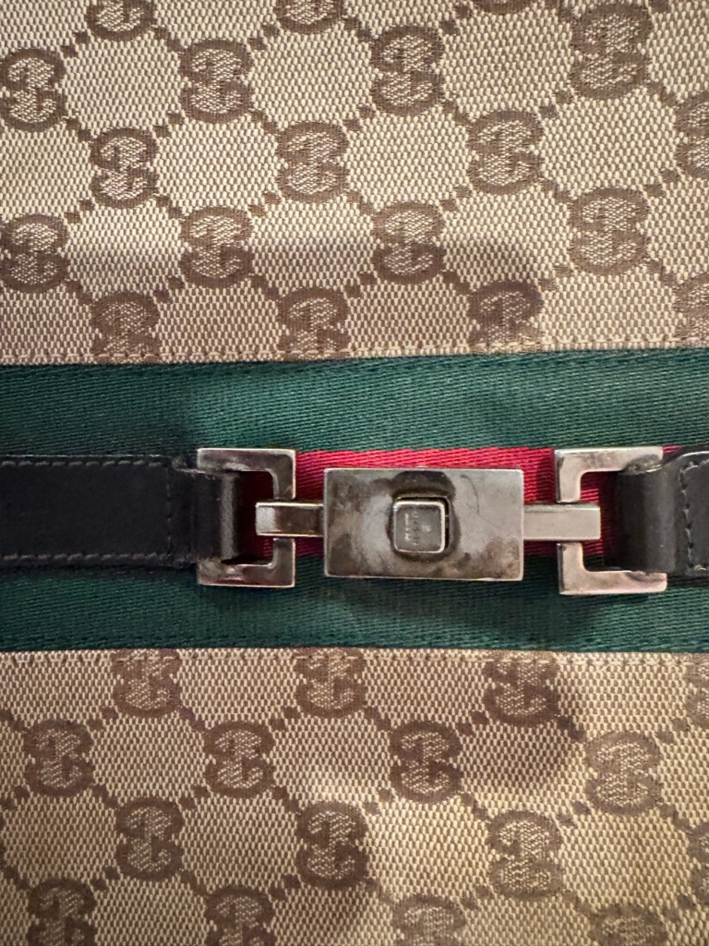 Gucci Jackie Original Web Shoulder Bag Leather and GG Canvas Medium - Picture 7 of 13